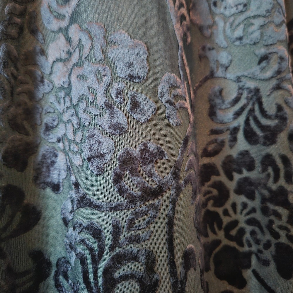 Vtg 90s Velvet Burnout Floral Maxi Dress 4 Whimsigoth Laundry Empire Babydoll - Picture 4 of 14